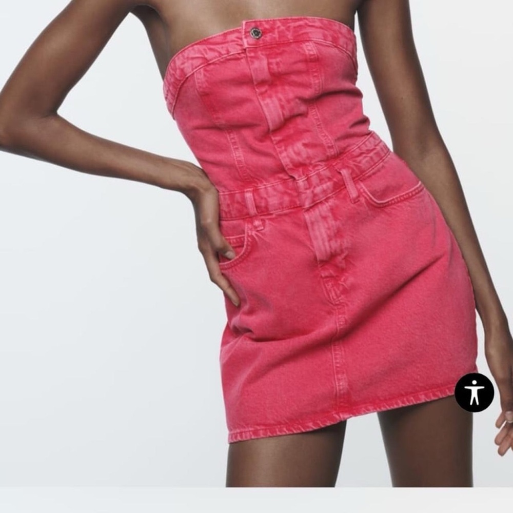 Zara pink denim dress